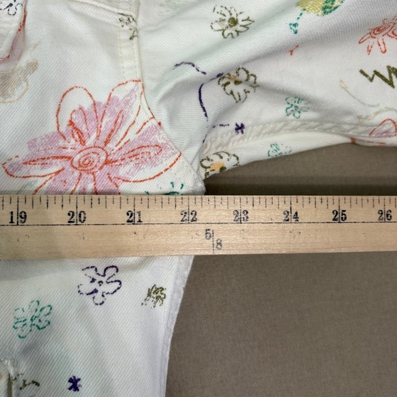 Levis Trucker Doodle Print Trucker Jacket Womens S White Floral Graphic Denim - Picture 10 of 10